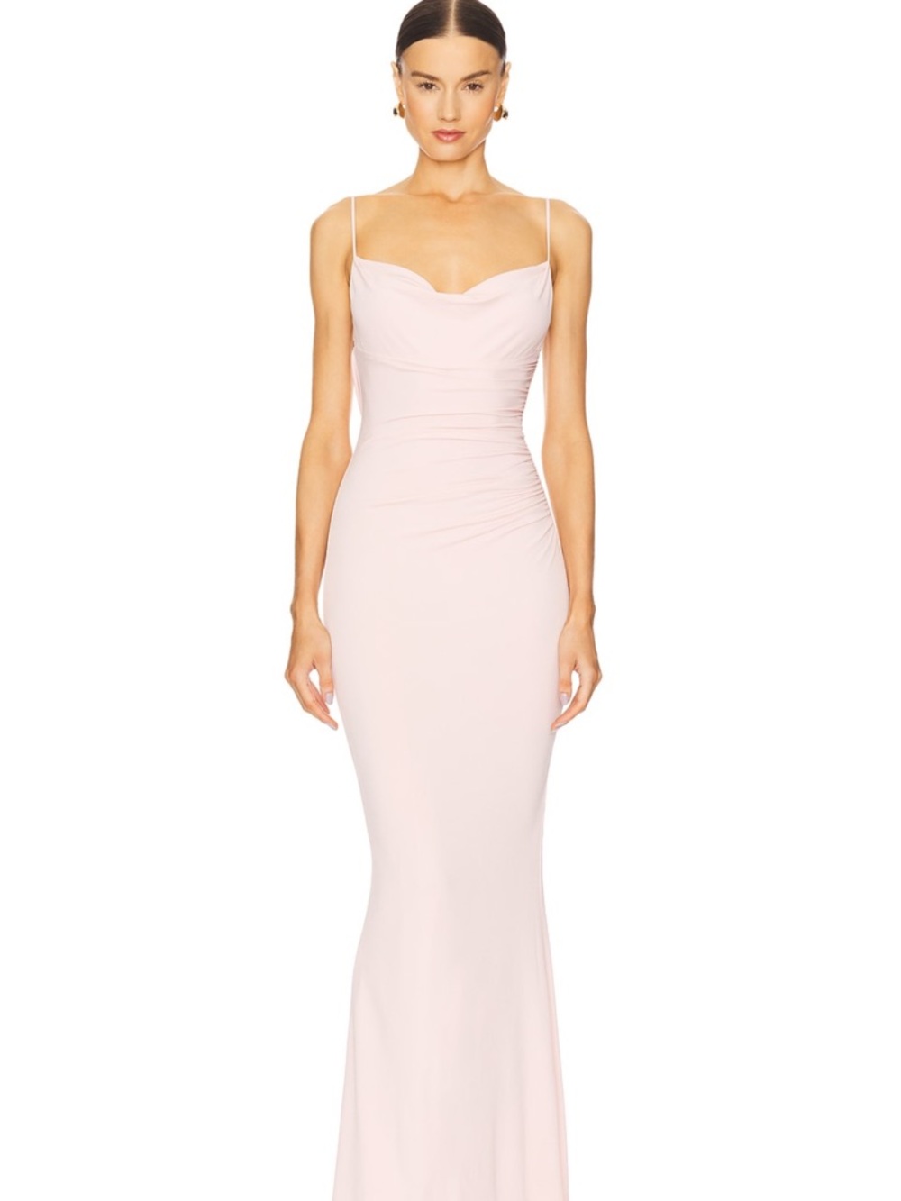Katie May Blush Strapless Draped Gown